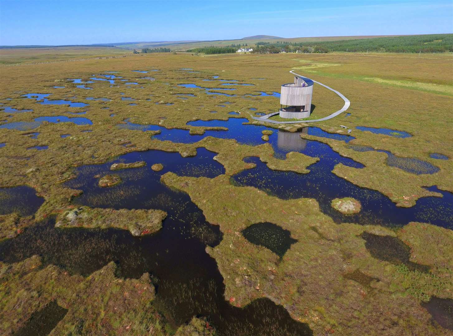 The viewing tower at Forsinard offers spectacular views over the Flow Country's dubh lochans. Picture: RSPB