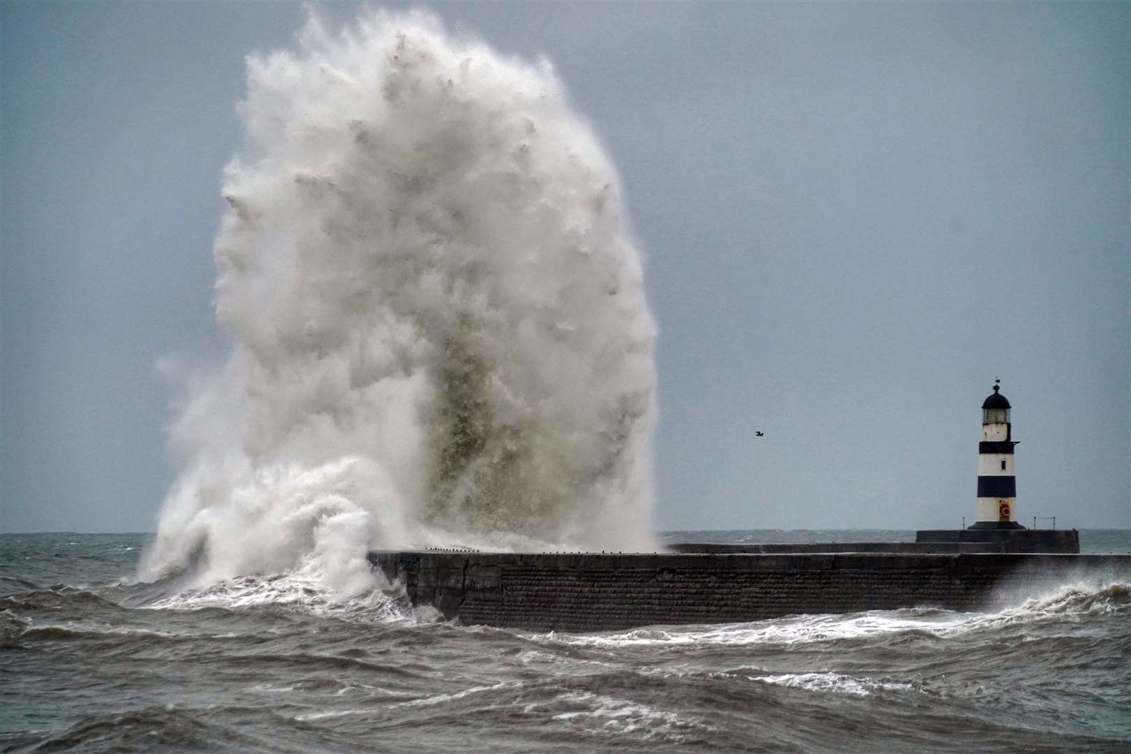 Giant waves at Seaham in County Durham (Owen Humphreys/PA)