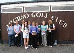 Eleanor Tunn (front left), winner of the scratch trophy at the Thurso ladies’ open, along with handicap winner Doreen Cormack and other prizewinners.