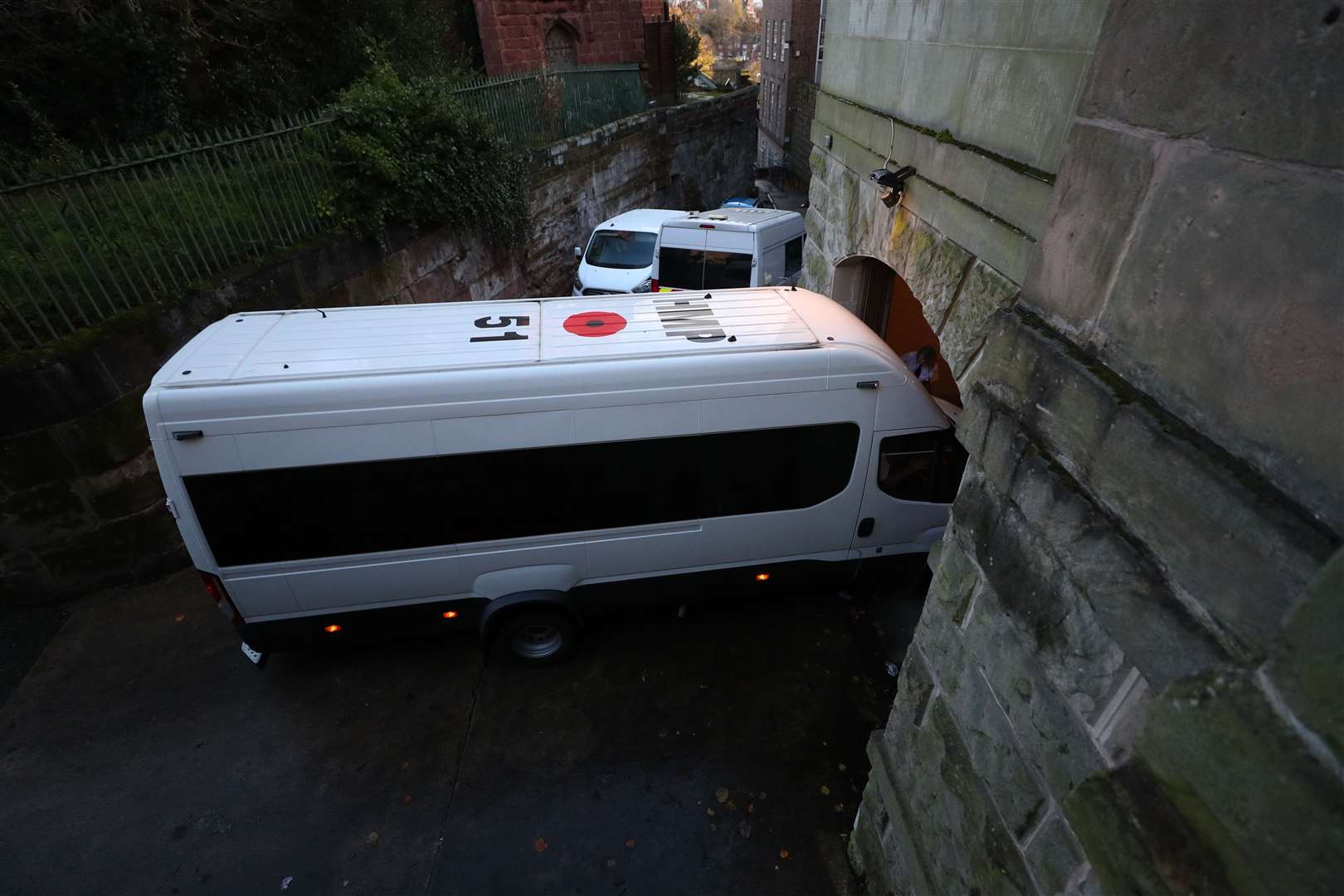 A prison van carrying Lucy Letby arrives at Chester Crown Court (PA)