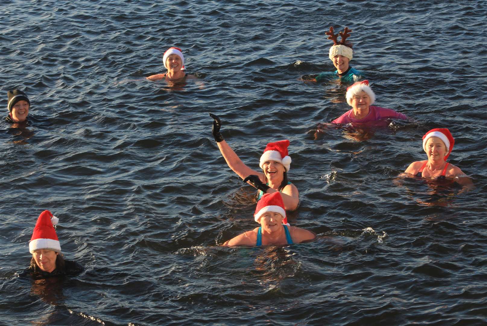 Swimmers including Patty Coghill enjoying a chilly dip in the North Baths on Christmas Day. Picture: Alan Hendry