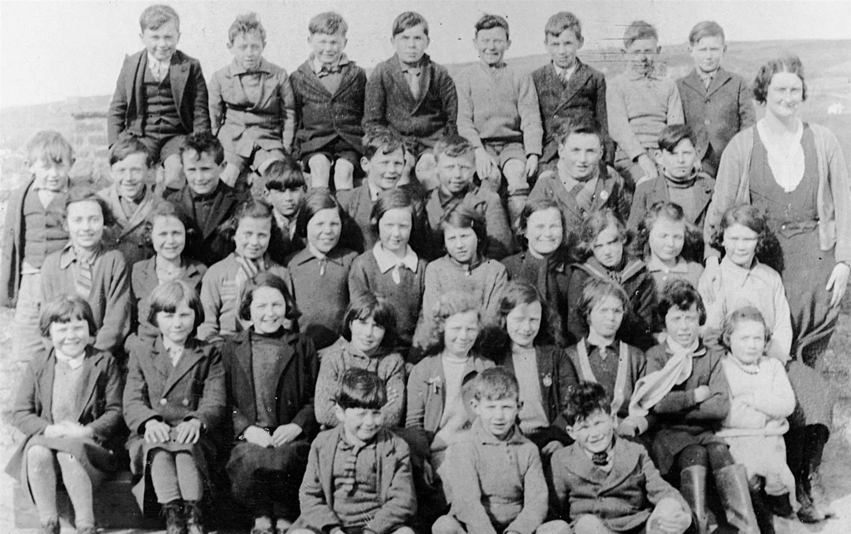 Dunbeath school pupils from about 90 years ago. The picture is believed to have been taken by a visiting school photographer in the late 1920s or early ’30s.