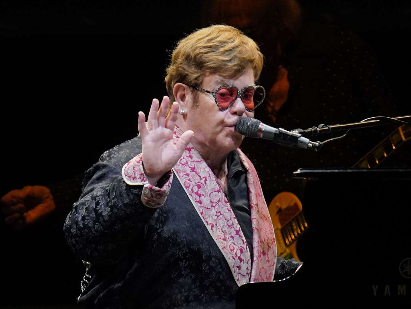 Sir Elton John performs during his Farewell Yellow Brick Road show. (Yui Mok/PA)