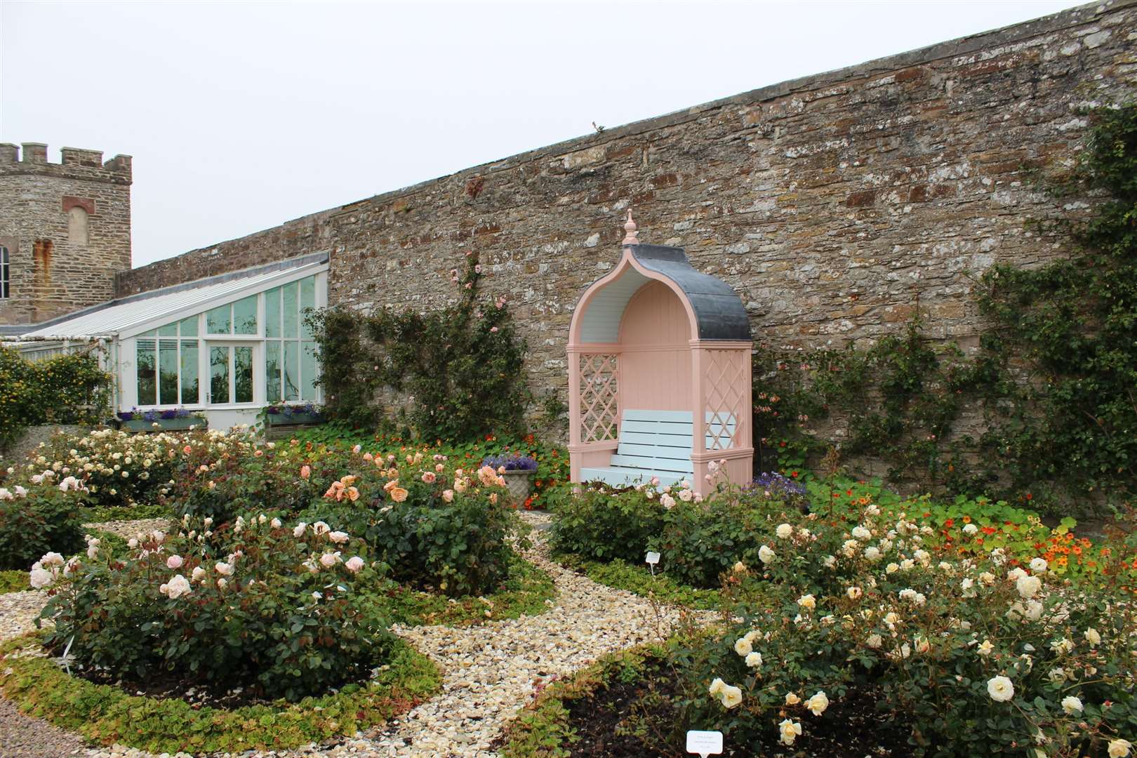 A view of the shell garden and the glasshouse at the Castle of Mey which has proved very popular with visitors.