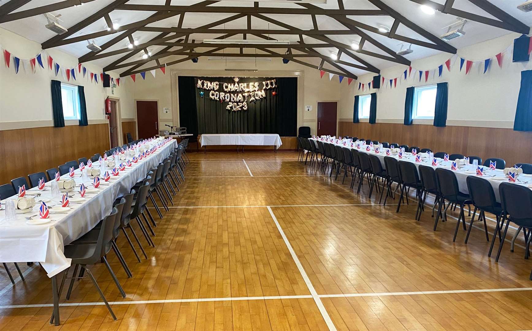Dunbeath Community Centre laid out for the King's lunch.