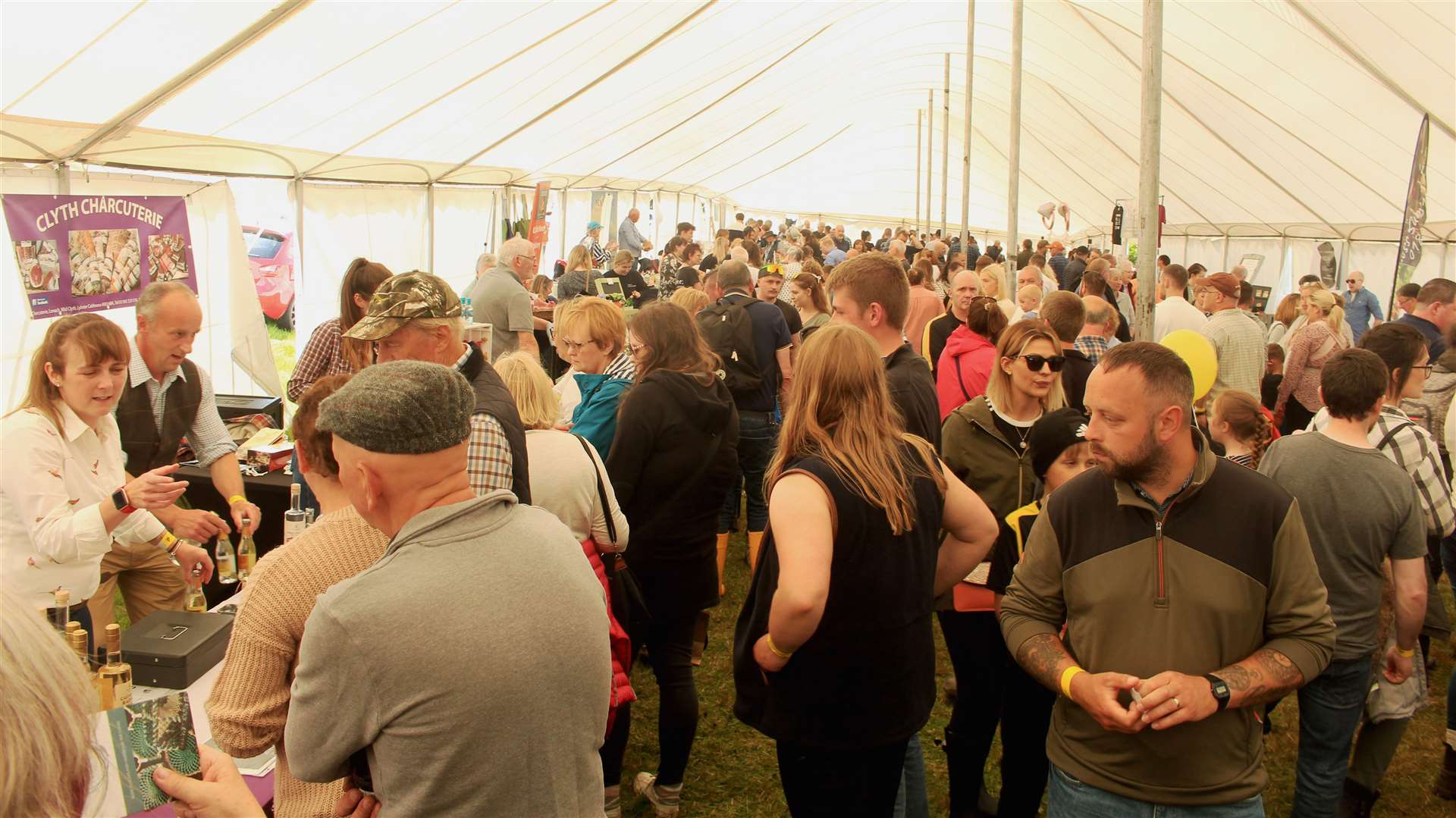 A busy scene in the Northern Quality Produce marquee. Picture: Alan Hendry
