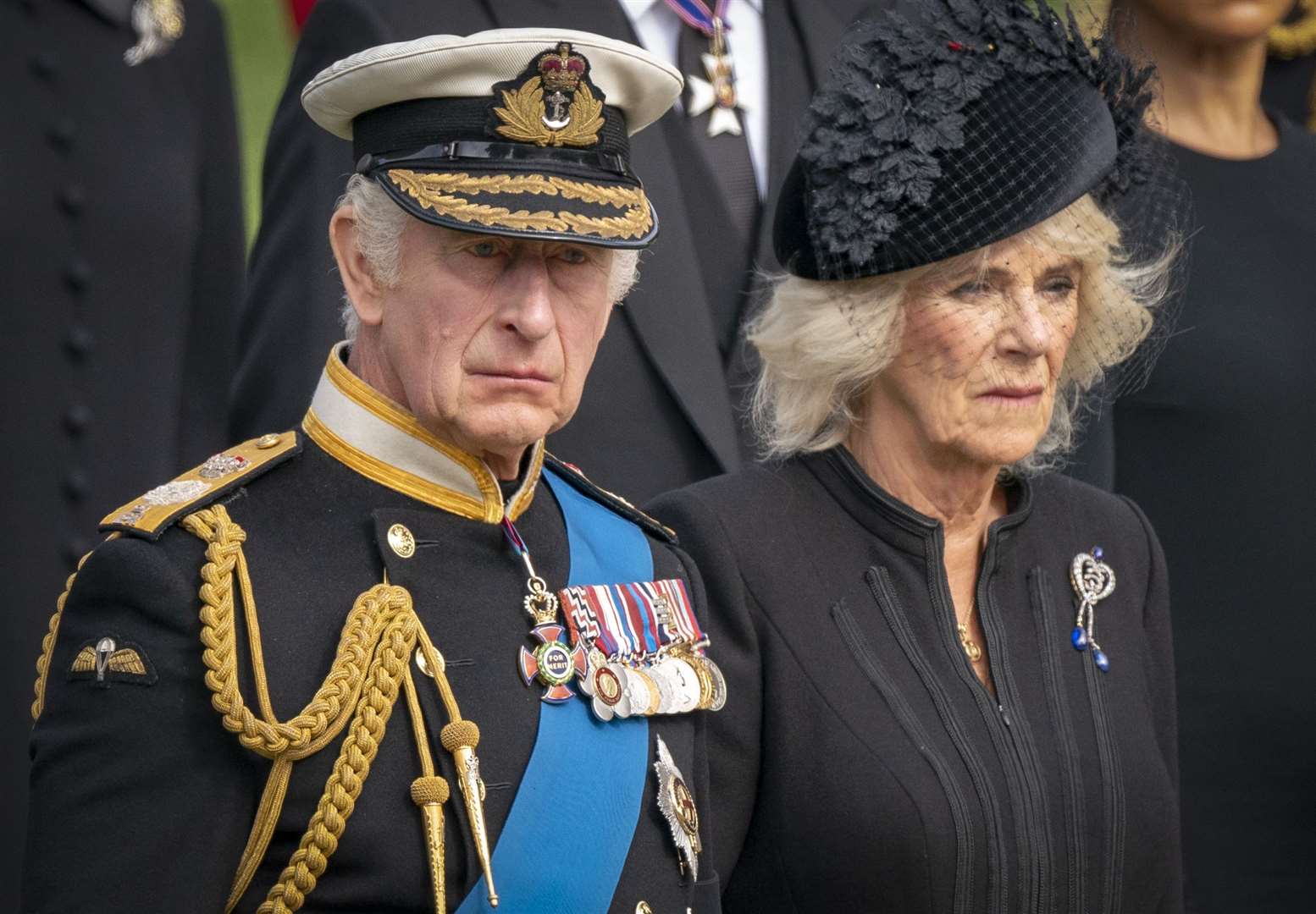 The King and the Queen Consort during the ceremonial procession following the Queen’s state funeral (Jane Barlow/PA)