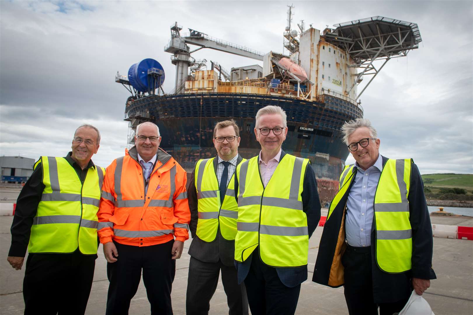 Roy MacGregor Global Energy, Councillor Raymond Bremner, Calum MacPherson CEO of Inverness and Cromarty Firth Green Freeport, The Rt Hon Michael Gove MP and Jamie Stone MP. Picture: Callum Mackay..