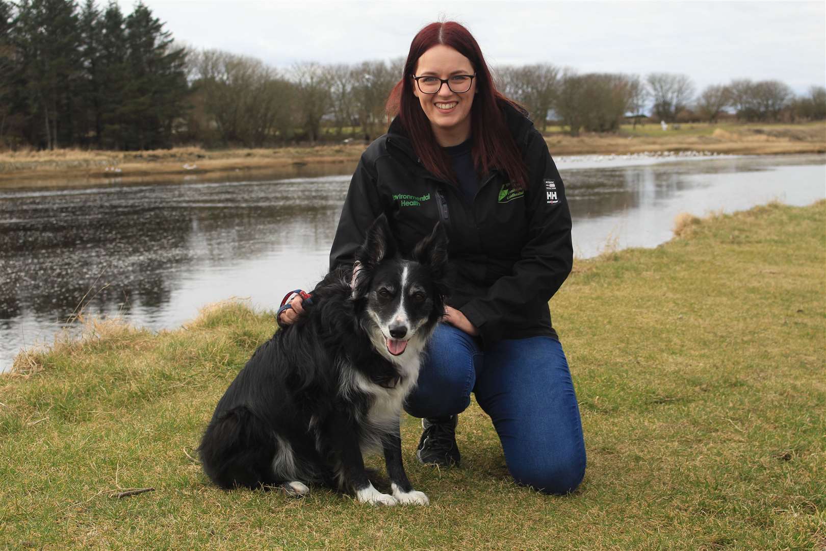 Jodie Wilson, Highland Council's assistant community works officer, at Wick riverside with her collie Gypsy, a rescue dog. Picture: Alan Hendry