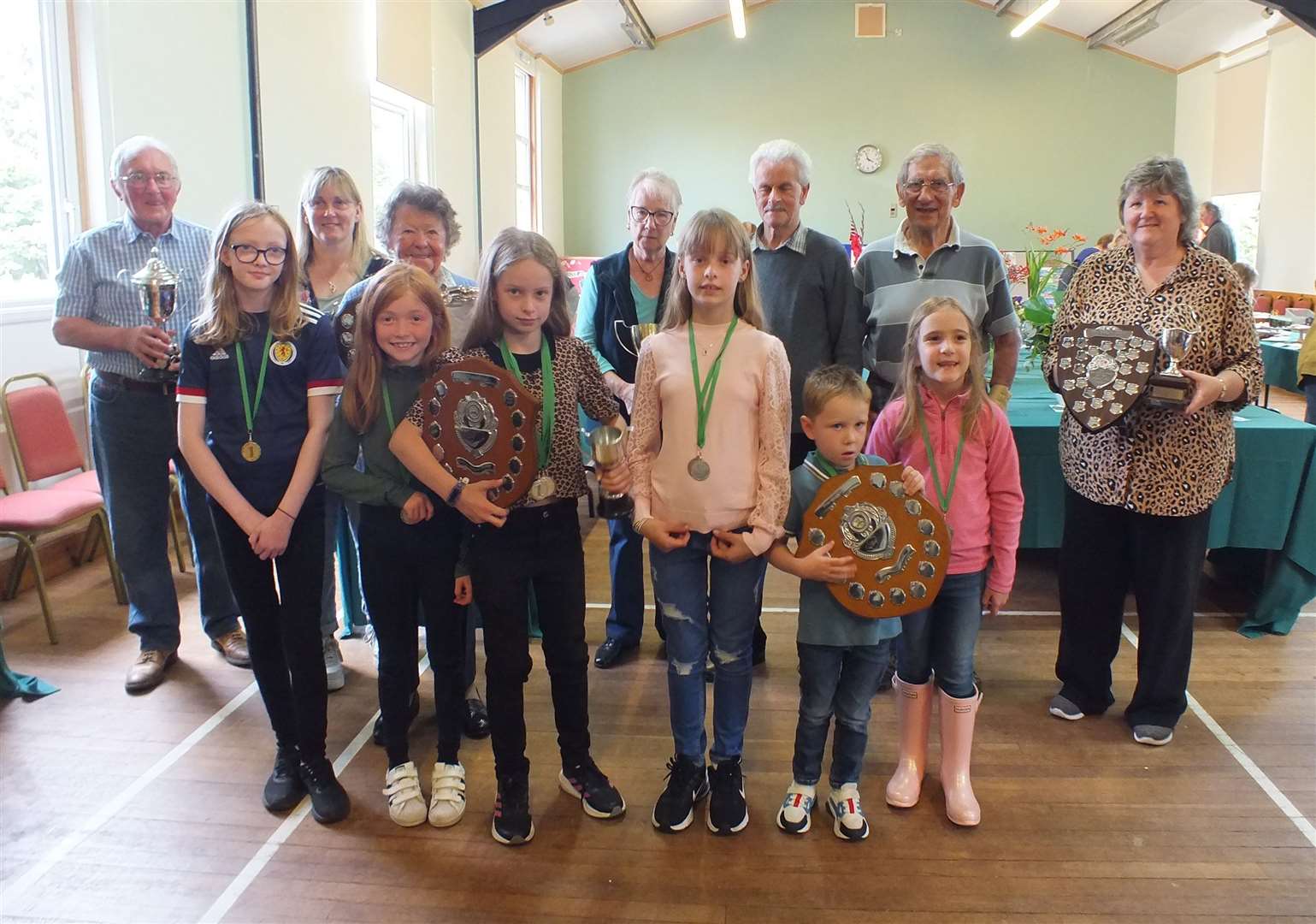 Reay and District Garden Club's trophy winners with youngsters from children’s section winners.