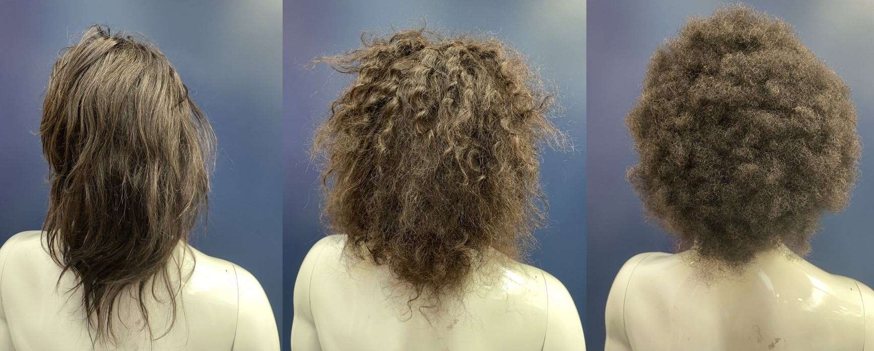 A thermal manikin wearing different types of curled hair (Professor George Havenith/Loughborough University)
