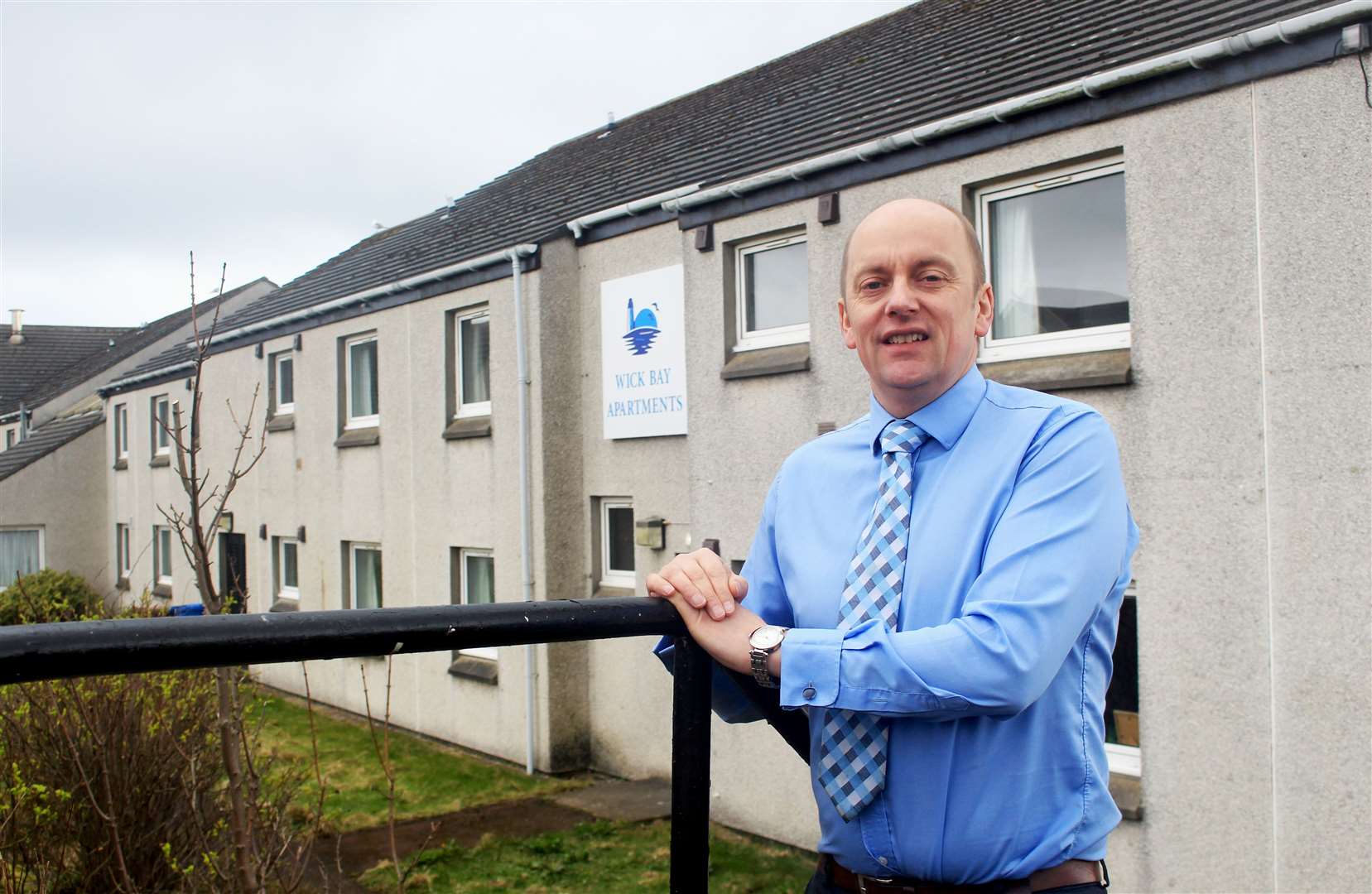 Andrew Mackay, co-owner of the Caithness Collection of hotels, outside Wick Bay Apartments. Picture: Alan Hendry