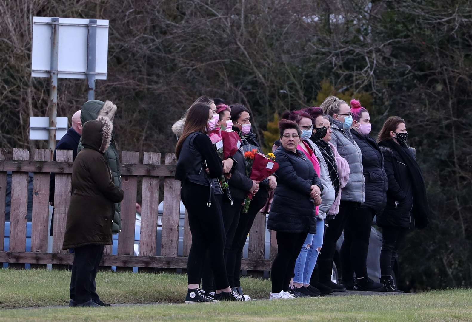 Mourners gather for the funeral (Andrew Milligan/PA)