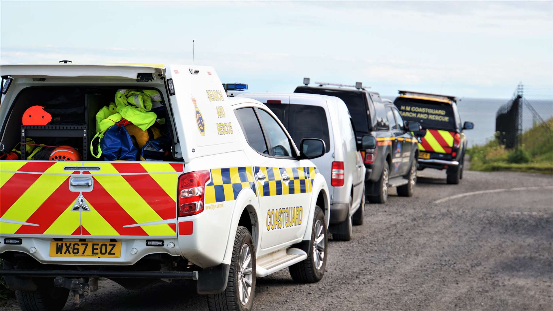 Coastguard vehicles attend an incident near Wick. Picture: DGS