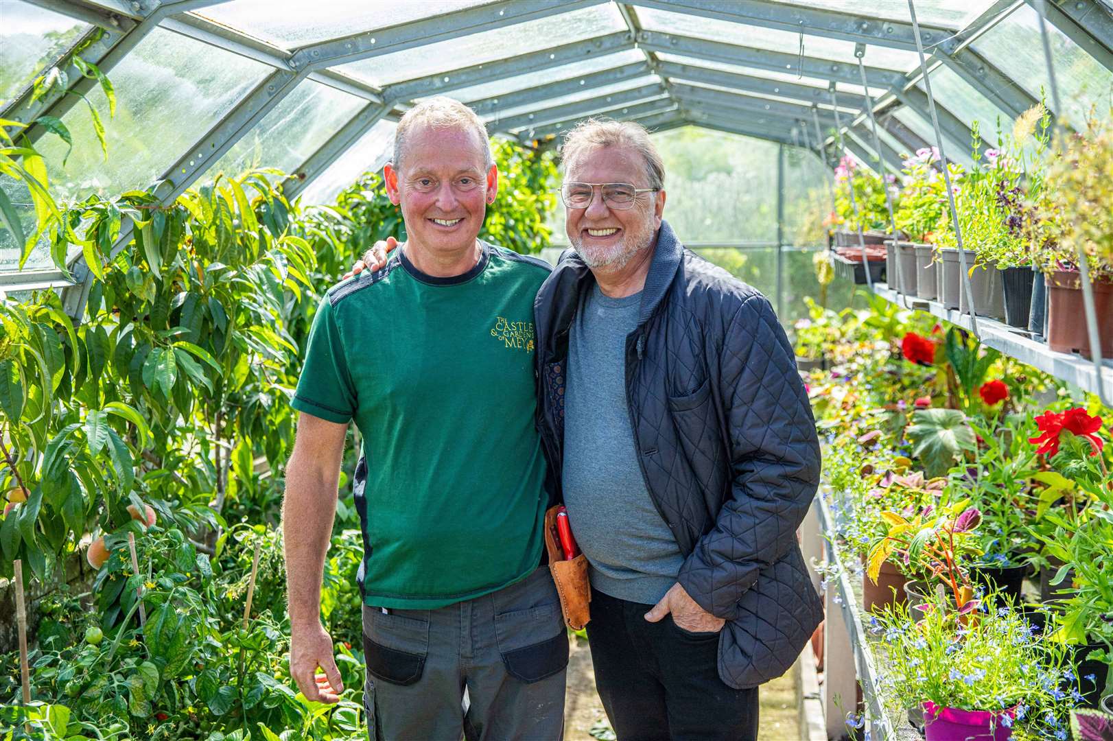 Raymond Blanc with Castle of Mey's head gardener Chris Parkinson in the peach house. Picture: PA/Rock Oyster Media