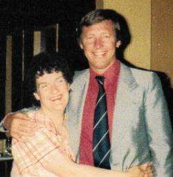 Margaret Mulraine pictured with Sir Alex Ferguson at the Rosebank Hotel in 1983.
