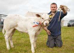 Dave Kennedy, of Whitegate, Canisbay, took the supreme cattle championship and the champion-of-champions award with Jessie J, a May-born, cross-Charolais heifer calf after the AI bull Glenlivet Single Malt and out of a home-bred Belgian Blue-cross Simment