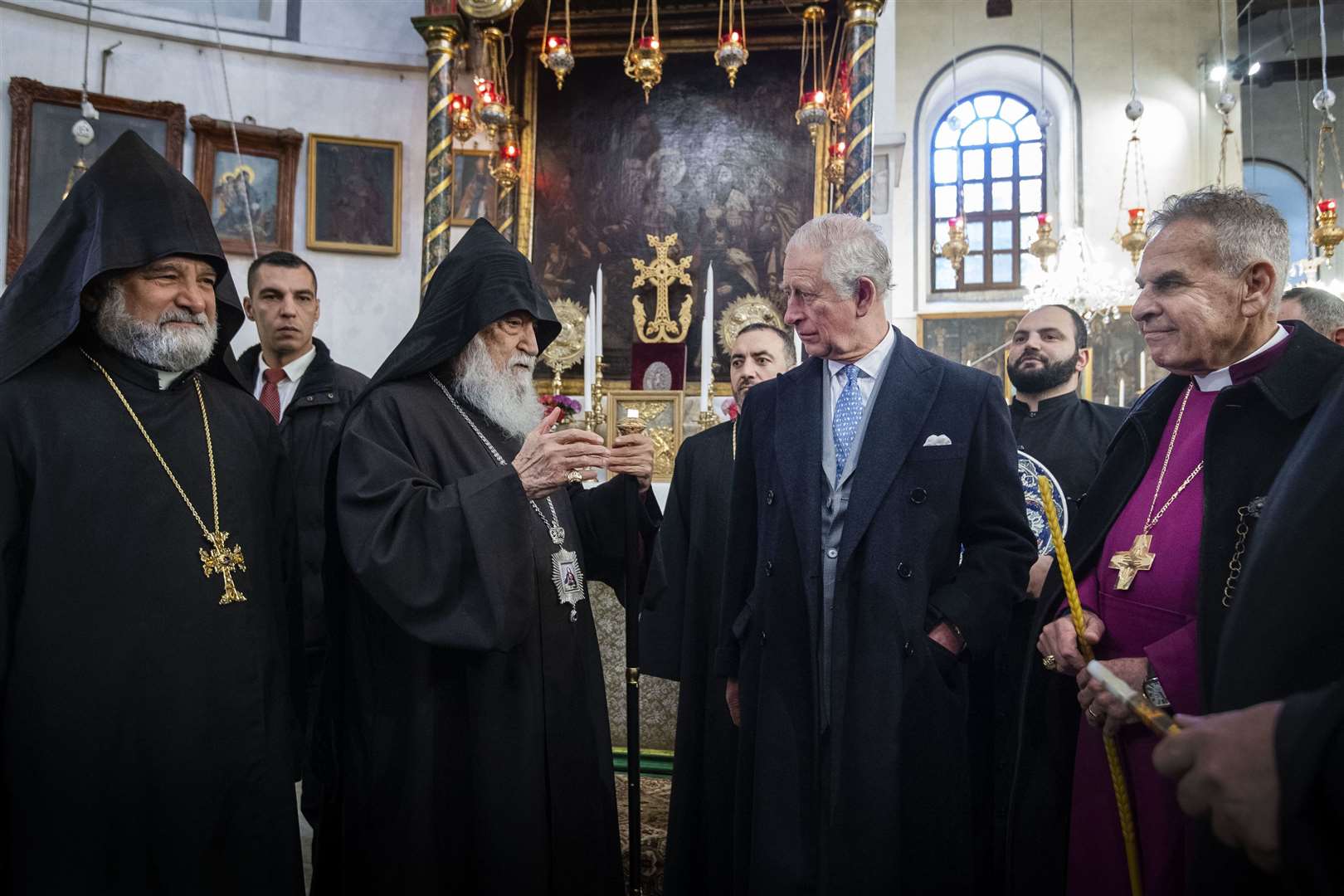 Charles during a visit to the Church of the Nativity in Bethlehem (Victoria Jones/PA)