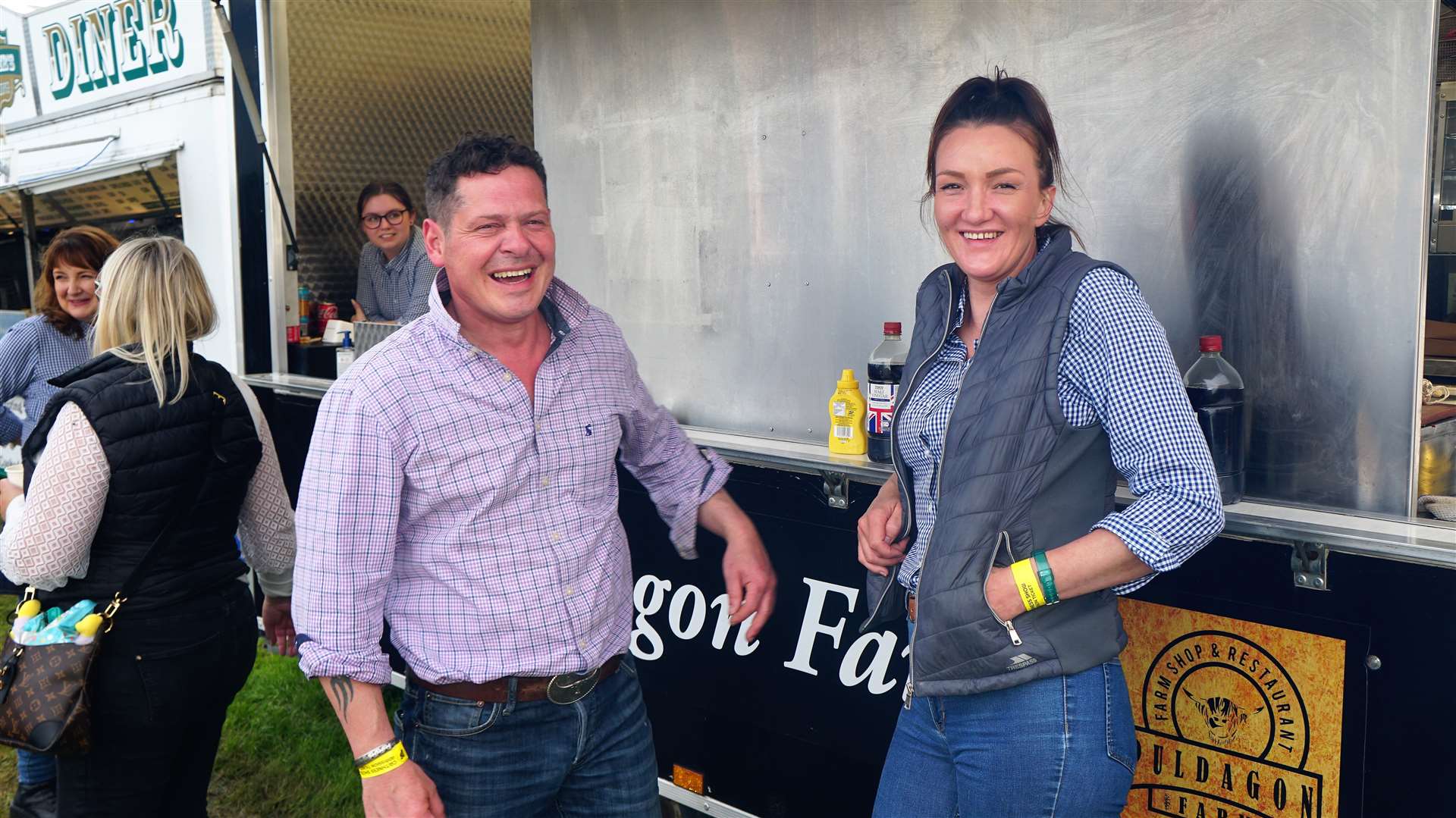 Greg Hooker and Terri Watt had a busy day serving food and drinks from their Puldagon tent and van. Picture: DGS