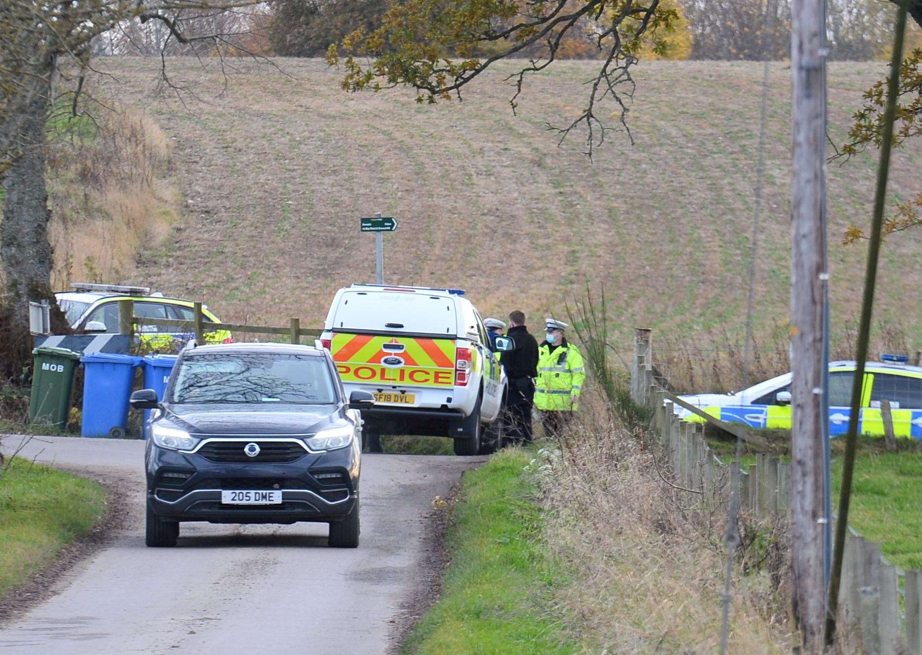 Emergency services at Easter Bennetsfield Farm on Black Isle for plane crash...Picture: Gary Anthony..