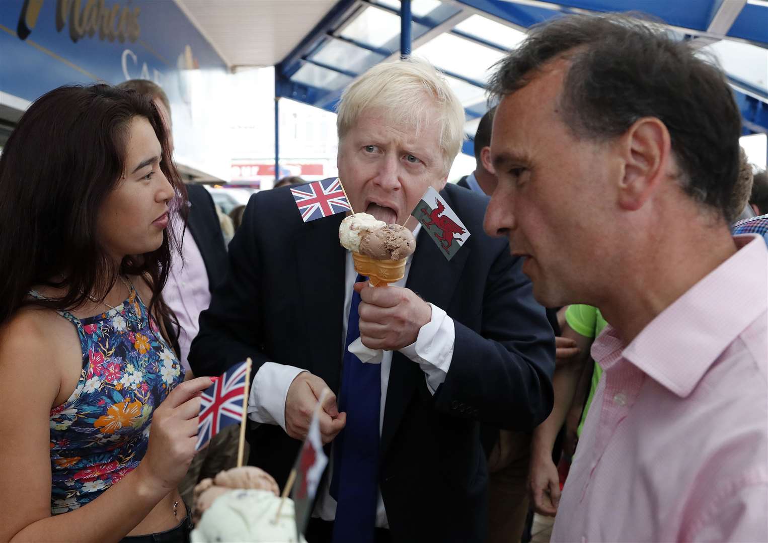 An ice cream stop in Barry, South Wales during the leadership campaign (Frank Augstein/PA)