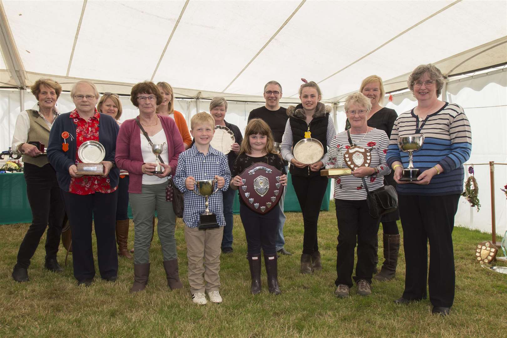 Some of the flower show trophy winners along with Caithness Agricultural Society president Elaine Miller (back, right). Picture: Ann-Marie Jones / Northern Studios