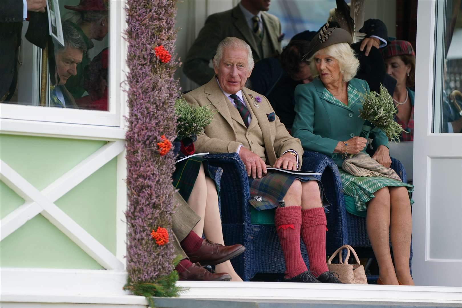 King Charles and Queen Camilla during the Braemar Gathering (Andrew Milligan/PA)