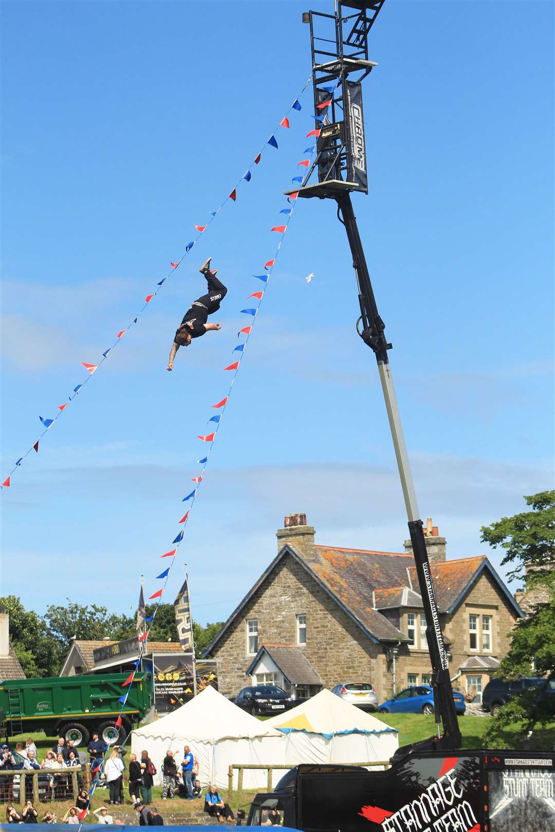 A high dive by one of the Stannage Stunt Team. Picture: Alan Hendry