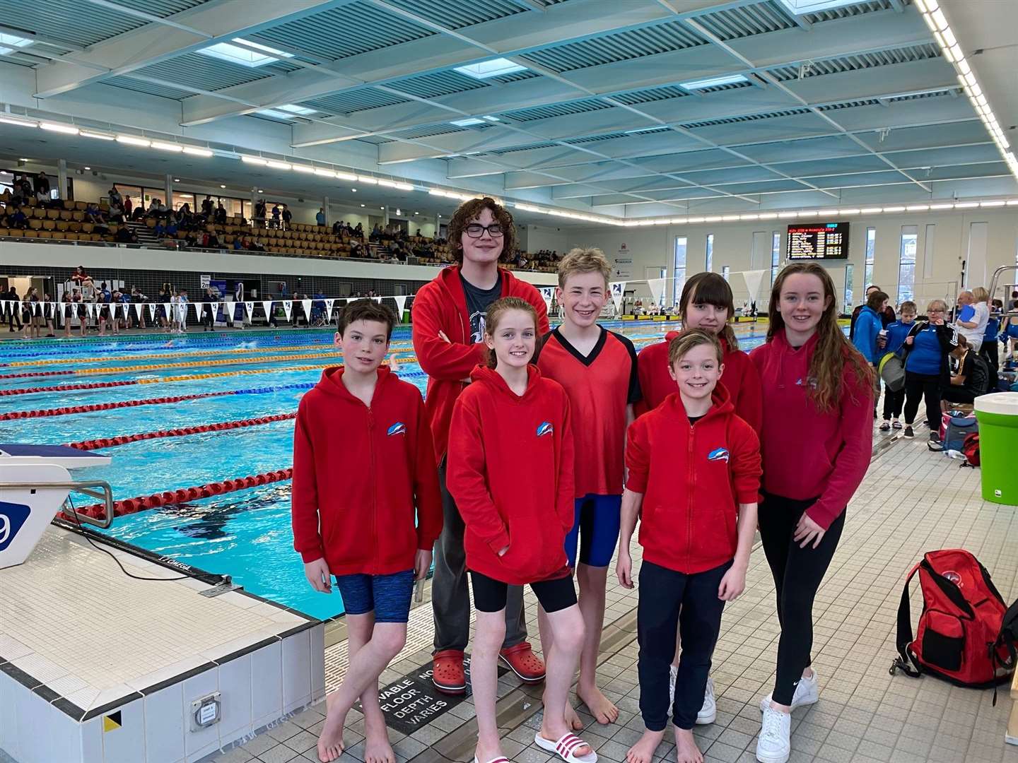 From left: Thurso Swimming Club's Tom Armitage, Louis Pickering, Olivia Mackay, Andrew Campbell, Jed Armitage, Emma Cormack and Lucy McDonald.