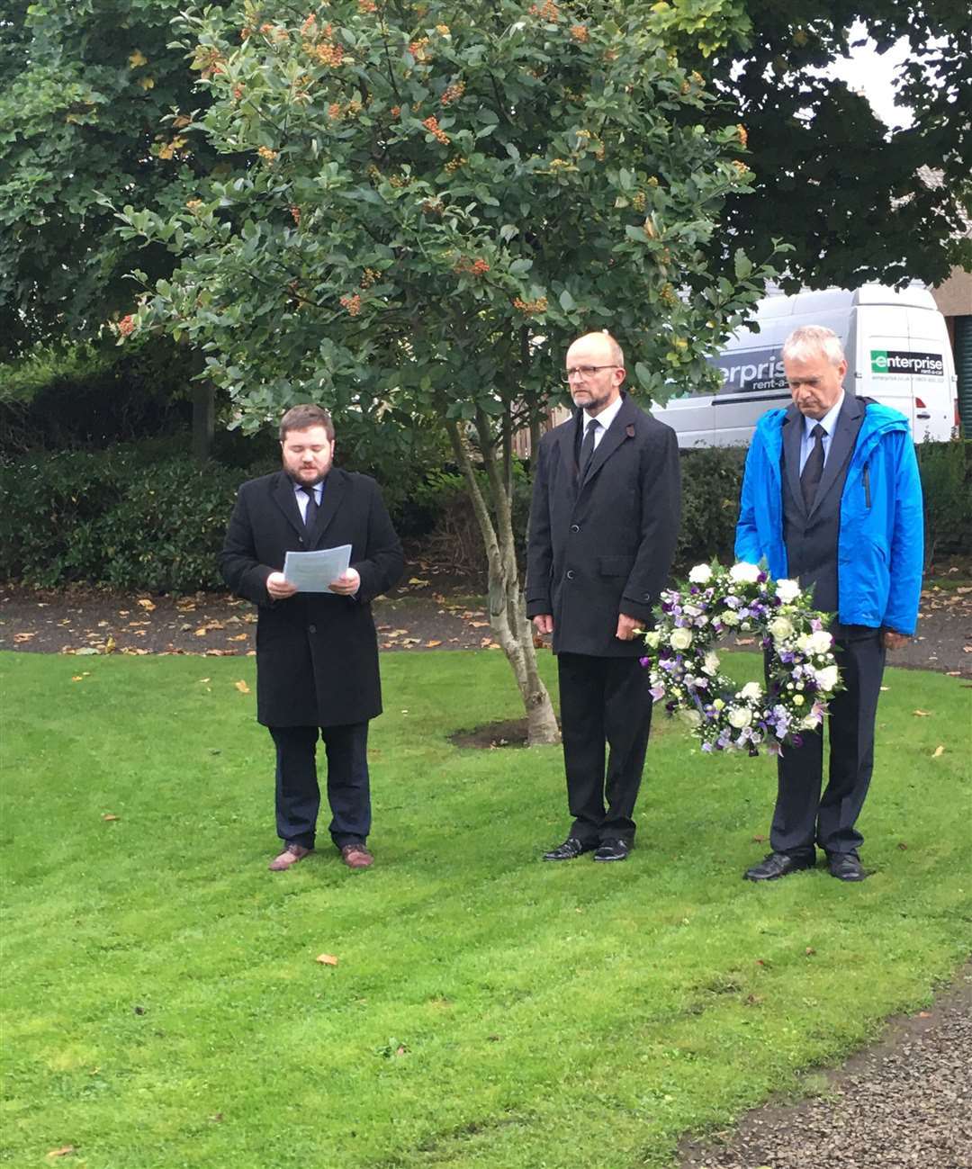Provost Struan Mackie (left) at the garden of remembrance in Thurso with fellow councillors Matthew Reiss (centre) and Ron Gunn.