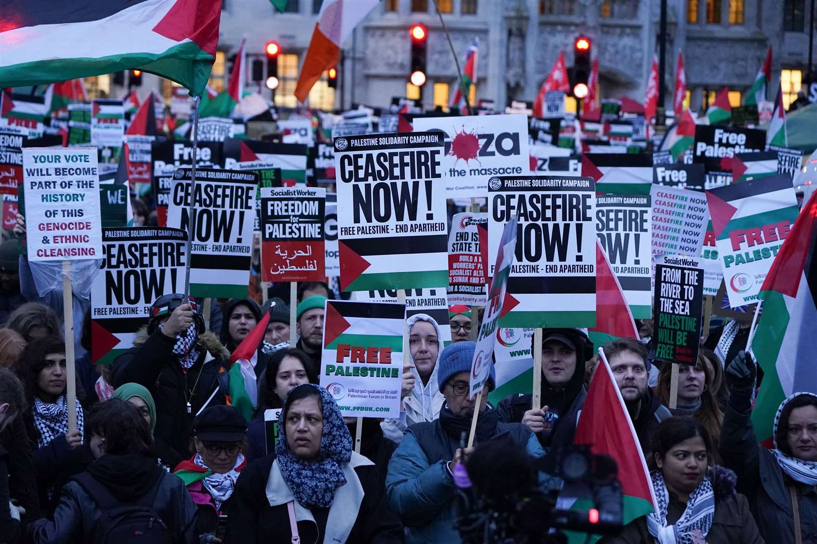 The Prime Minister had a message for those continuing to take part in pro-Palestine protests (Lucy North/PA)