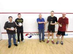 Pictured after the competition are (from left): Guy Owen, plate runner-up; Sean Miller, plate winner; Alan Scott, NUVIA sponsor representative; Mark Mackay, main event winner, and runner-up Davie Rosie.