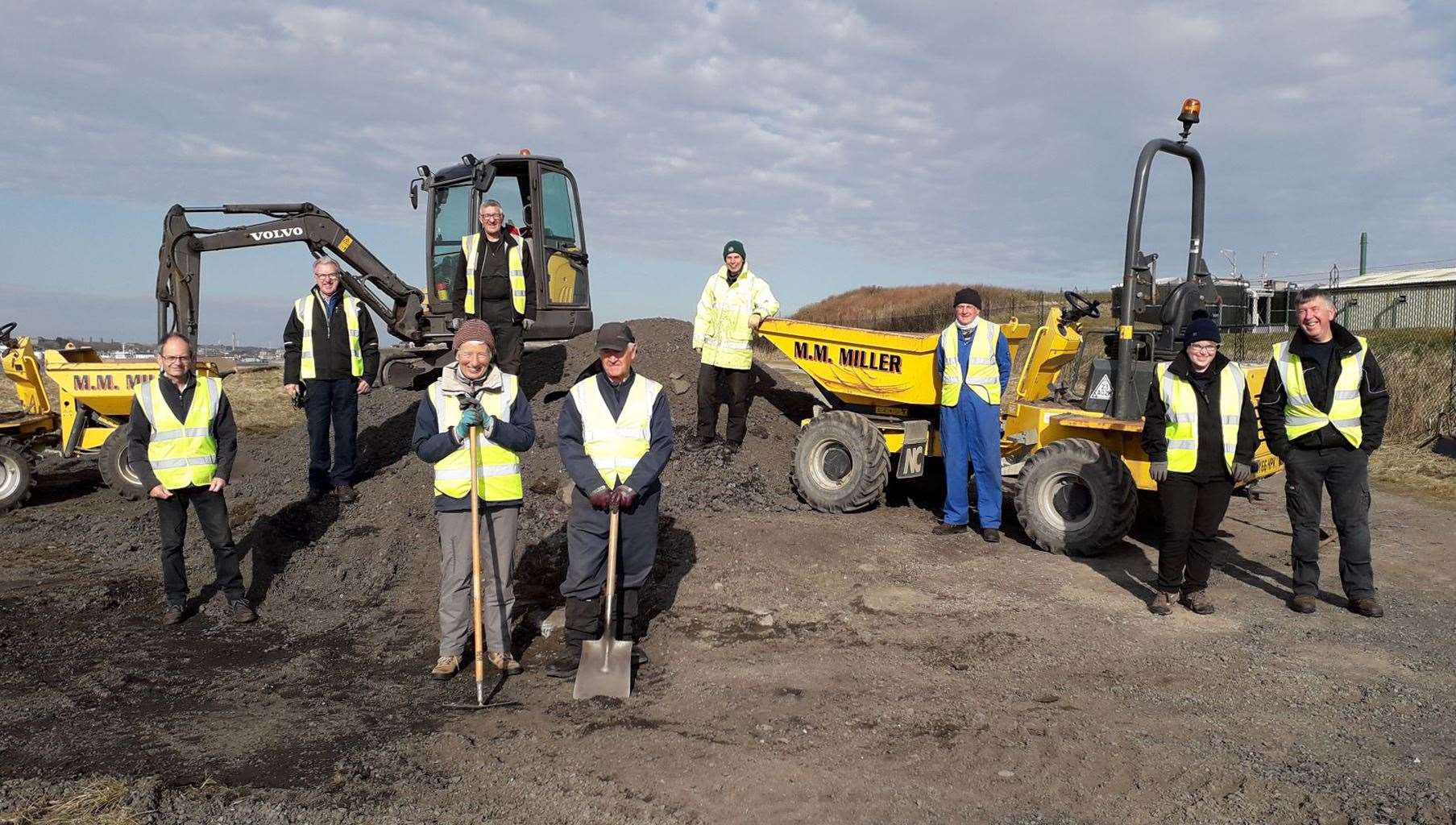 Volunteers preparing to get on with the task of upgrading the popular North Head footpath at Wick Bay. Picture: Wick Paths Group