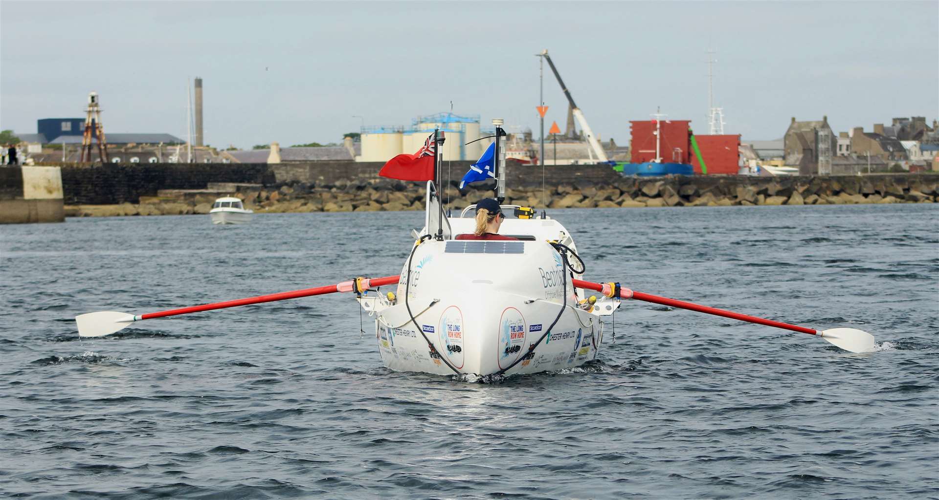 Leaving Wick behind as the round-Britain challenge gets under way. Picture: Alan Hendry