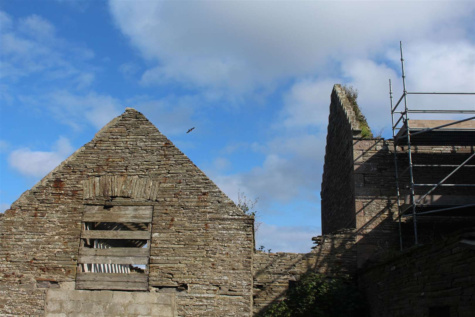 The back of the slaughterhouse beside the crow-step gable of the original mill and the connection to the later extension. Picture: John Davidson
