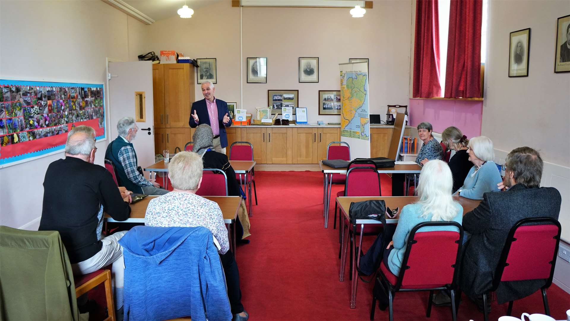 Cllr Karl Rosie addresses members of the Northern Pilgrims’ Way Group at St Fergus Church in Wick. Picture: DGS