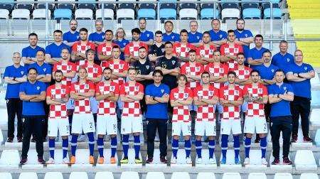 The Croatia football squad with Marc in the back row, extreme left.