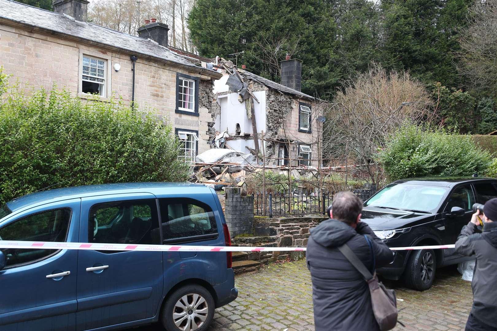 The scene in Ramsbottom, Bury, Greater Manchester, where the body of a woman has been found after a house collapsed (Peter Byrne/PA)