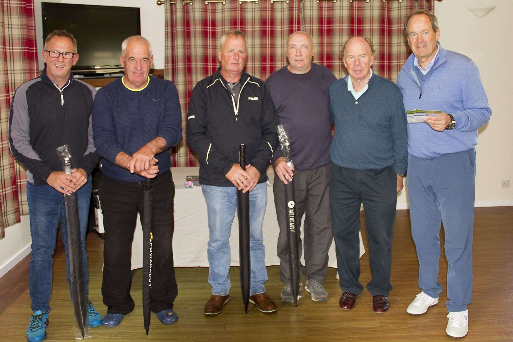 The winning team from the Bighouse Partnership Texas Scramble, (from left) John Nicolson, Grant Maxwell, Leslie Malcolm and Ian Farquhar, with Toby Ward and Nigel Hurst-Brown of the Bighouse Partnership.
