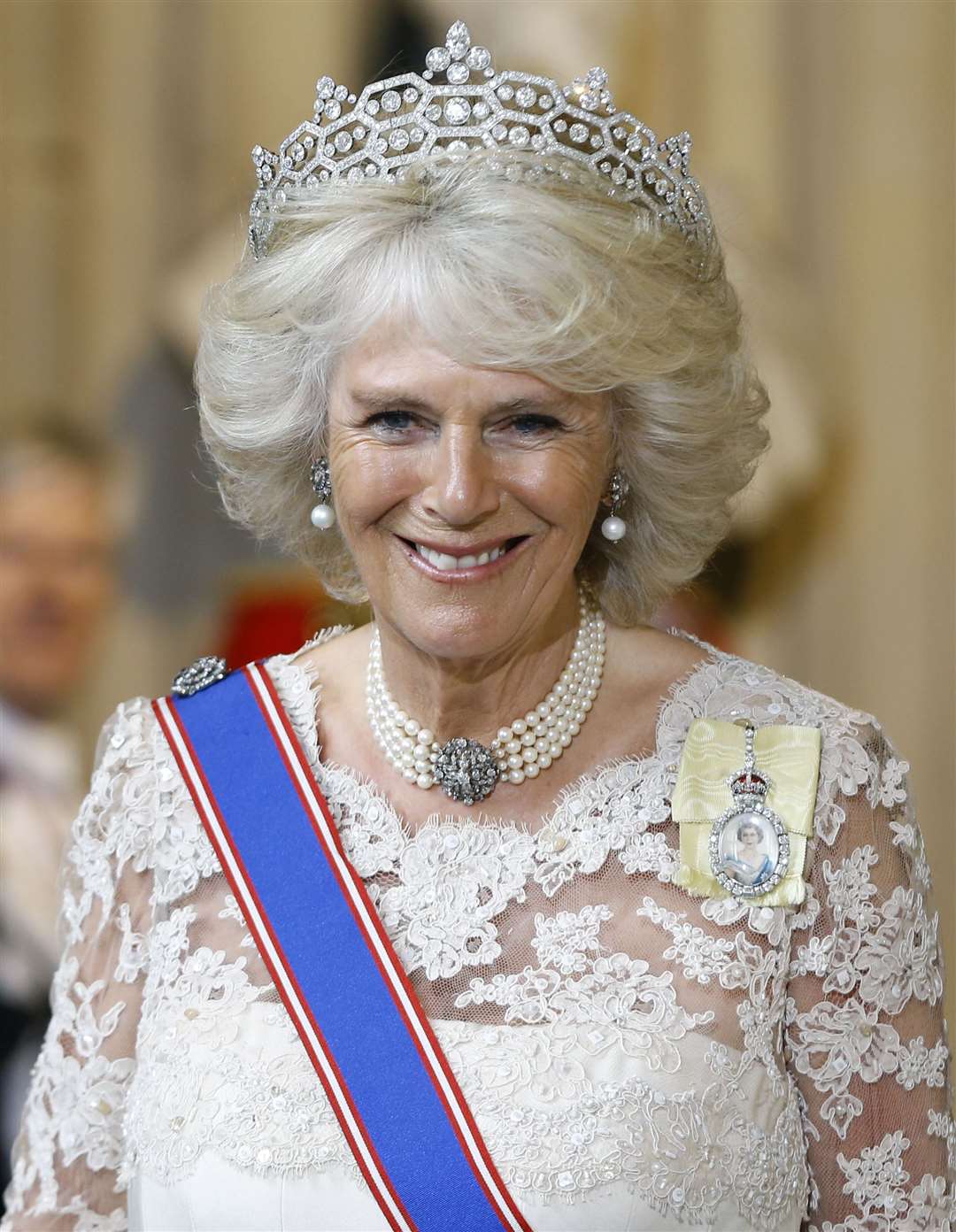 The Duchess of Cornwall as she leaves after the State Opening of Parliament (Kirsty Wrigglesworth/PA)