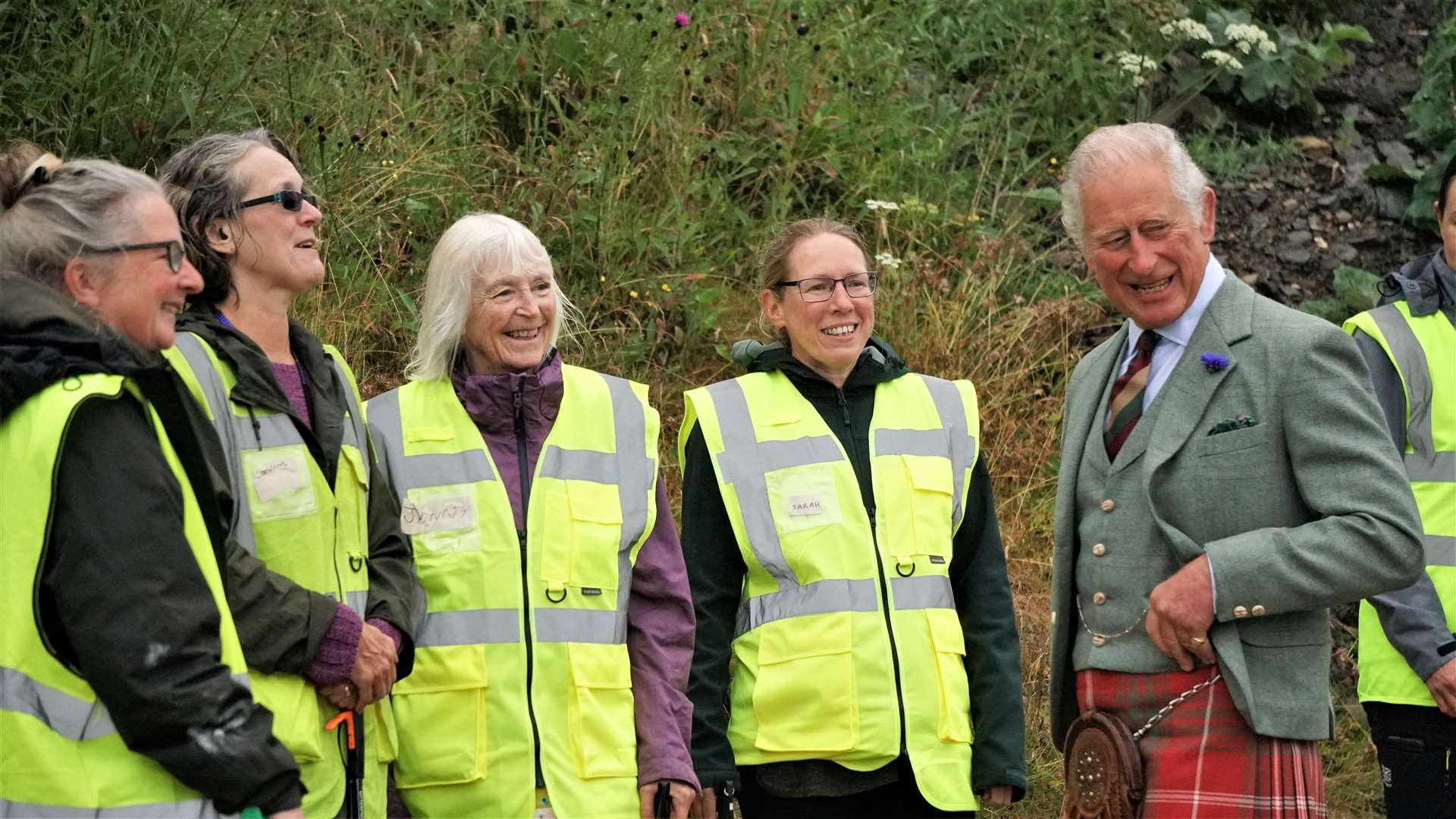 Charles meeting volunteers from Caithness Beach Cleans at Scrabster in 2021. Picture: DGS