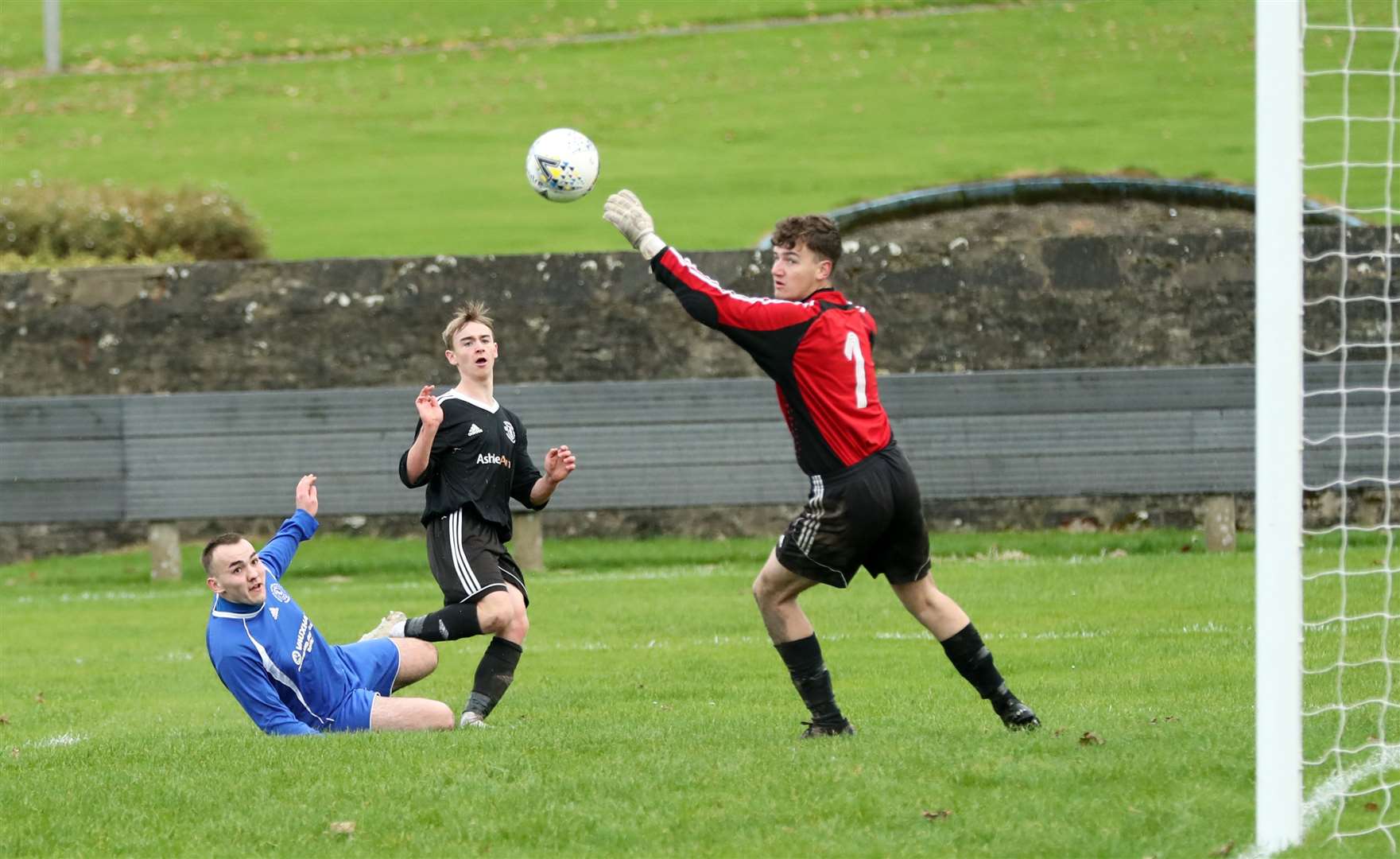 Thurso's Cameron Montgomery watches his shot go narrowly wide in a home game against Golspie in October last year. Picture: James Gunn