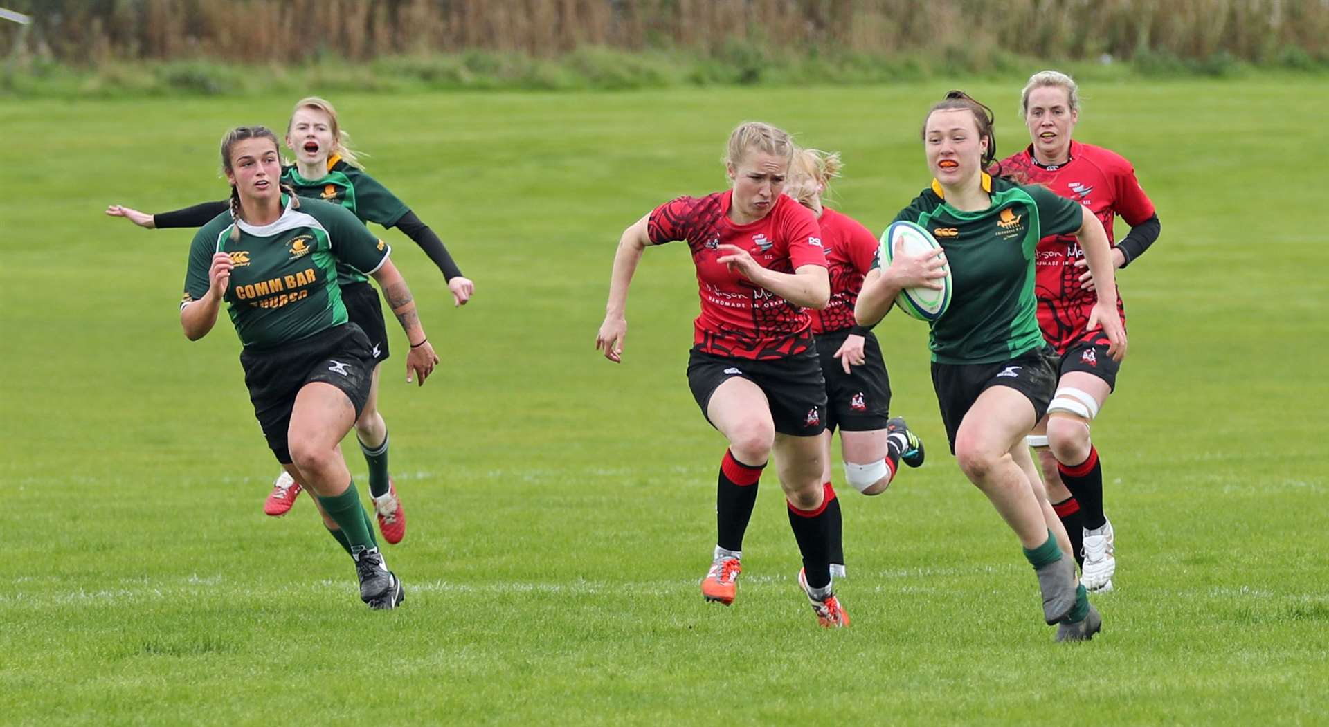 Shannon Pasotti races clear to score a try for Caithness Krakens against Orkney Dragons in the Caledonia North Region League. Picture: James Gunn