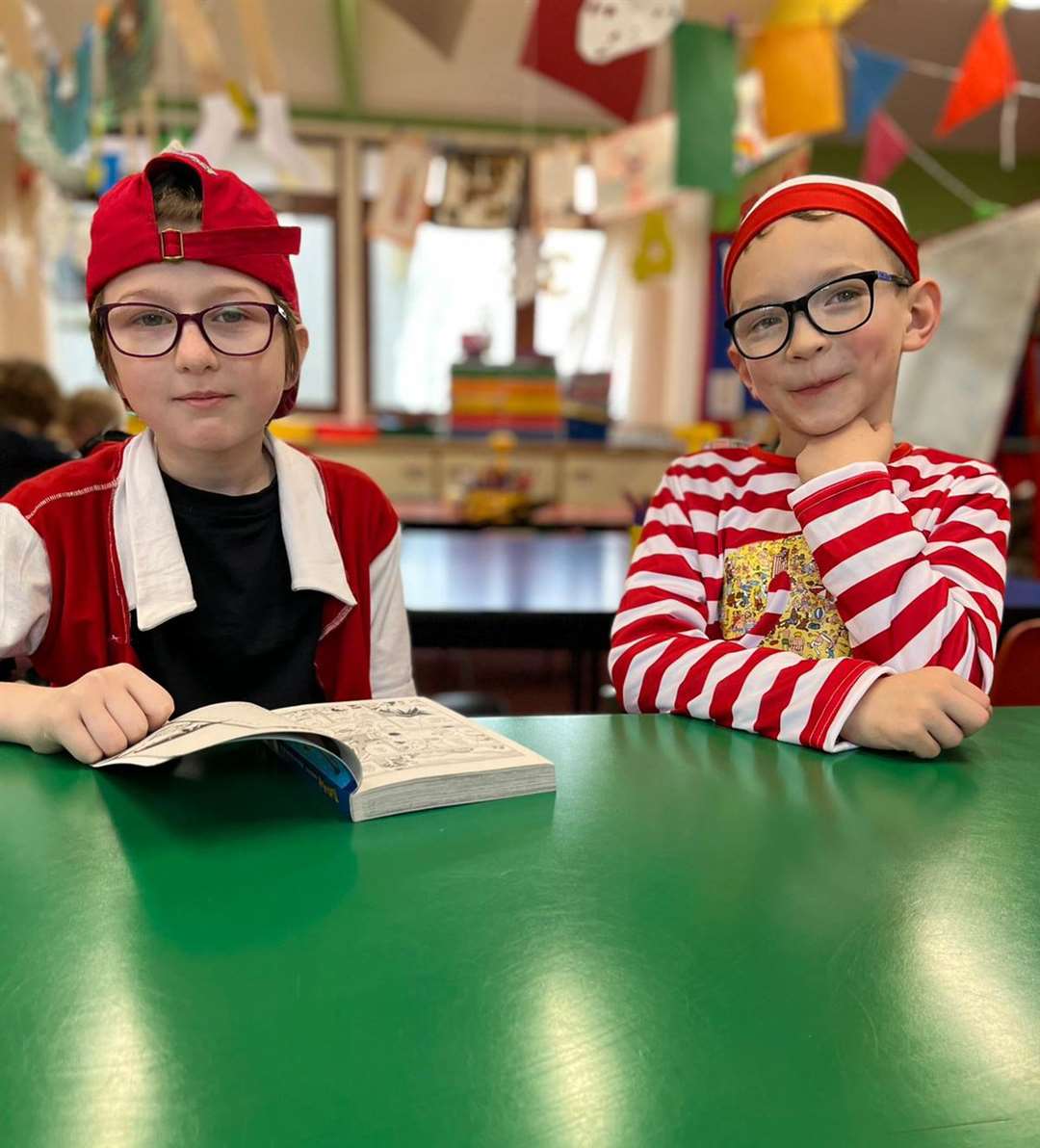 Reading buddies at Bower on World Book Day.