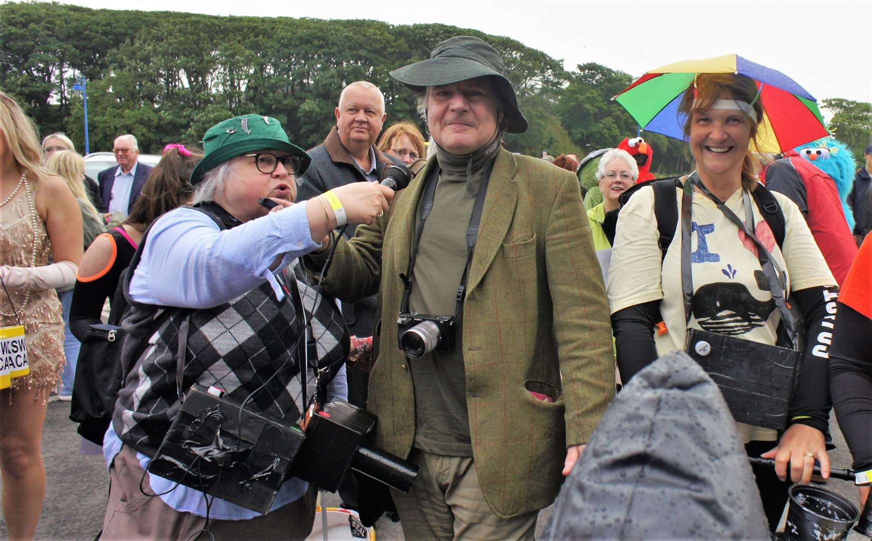 Ann Bremner from Thrumster appears as Groat reporter David G Scott and meets the man himself at Wick's Gala Week parade.