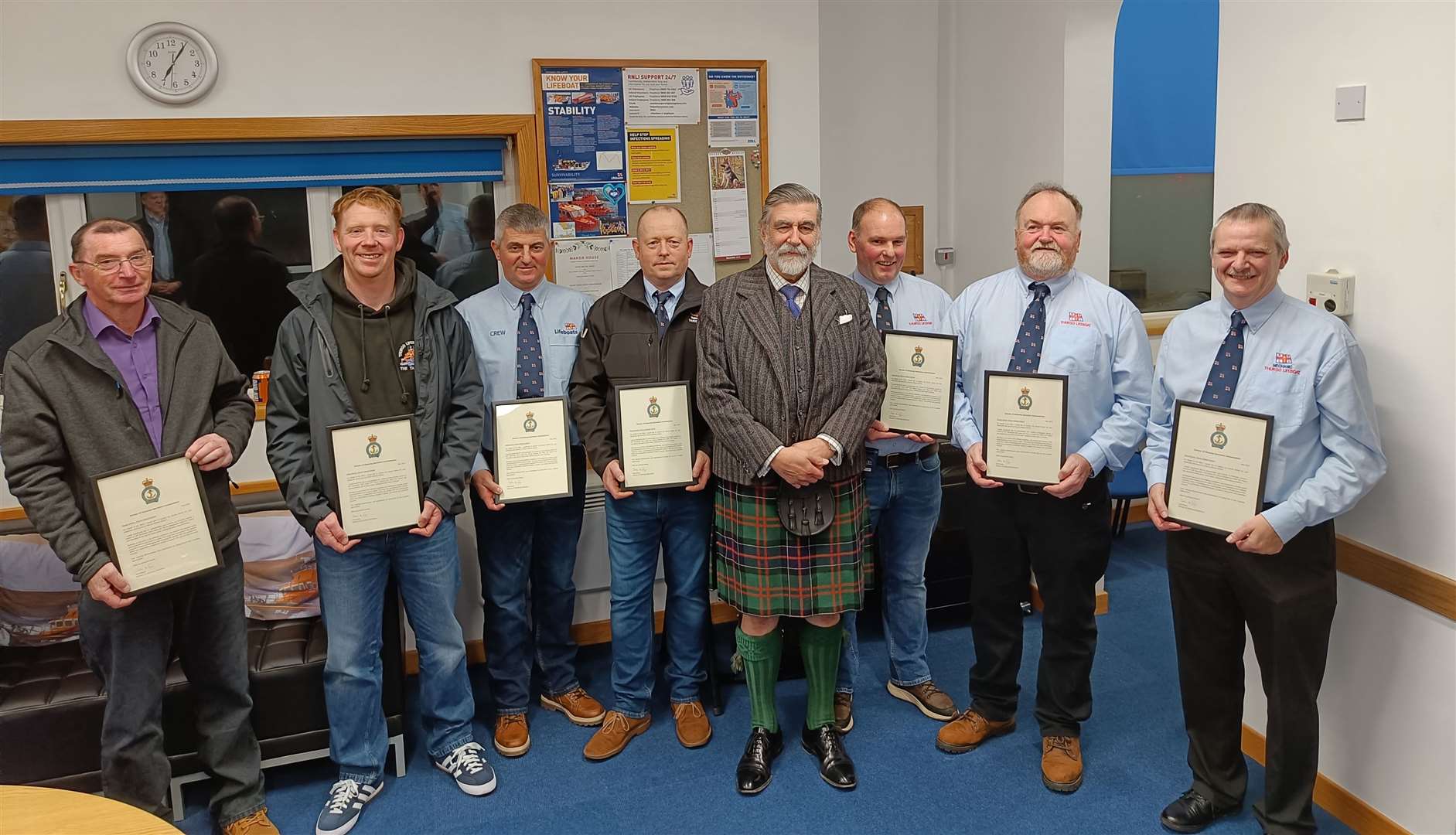 From left: Dougie Munro, Michael Munro, Gordon Gray, Kevin Davidson, Lord Thurso, James Brims, Gordon Munro and Andy Pearson.