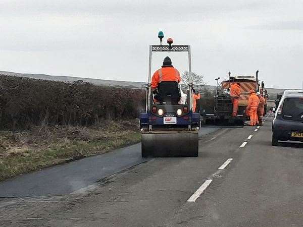 Roadworks in progress on the A882 near Haster. Picture: Caithness Roads Recovery
