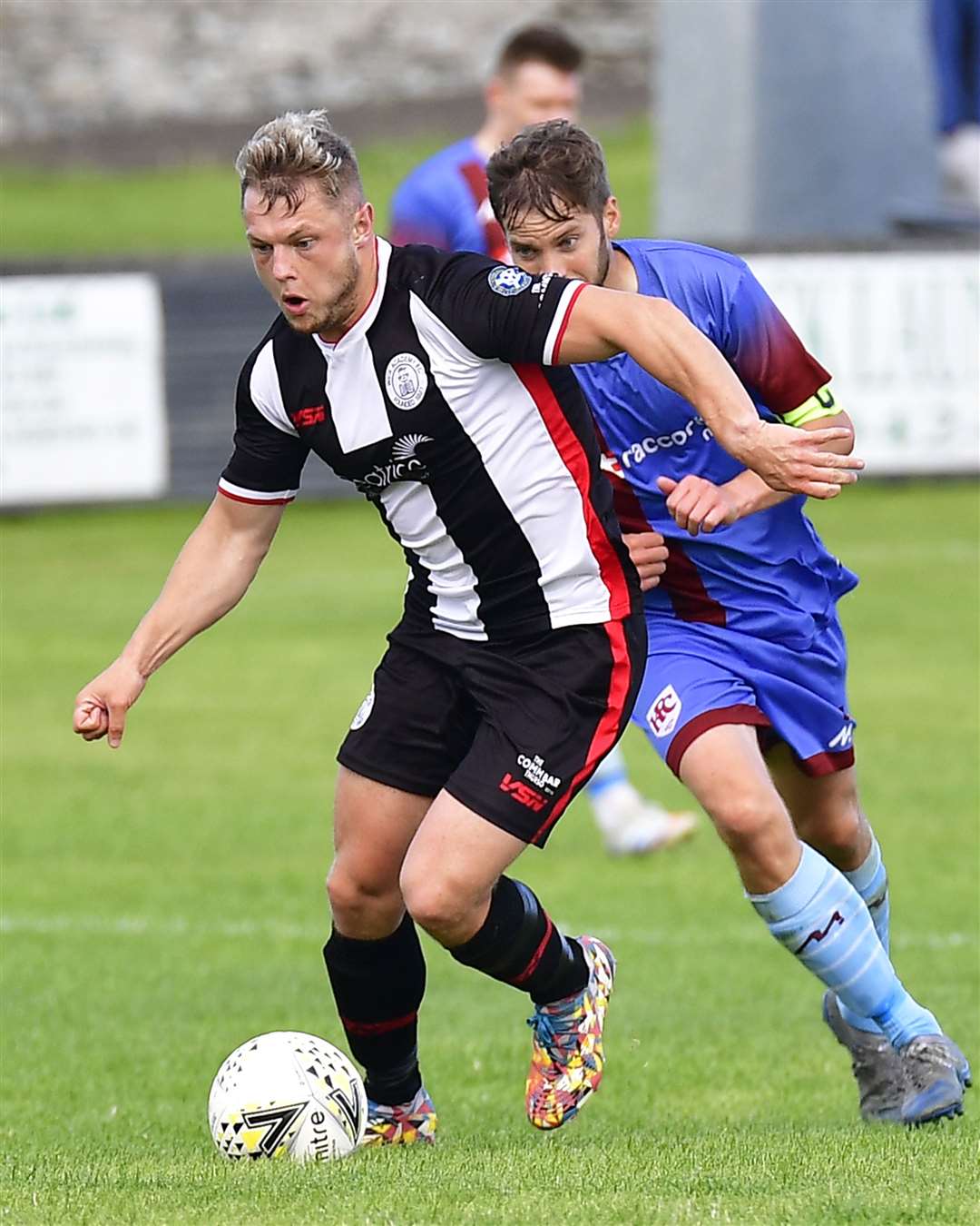 Jack Halliday drives forward during a 1-0 win against Keith in July 2022. Picture: Mel Roger
