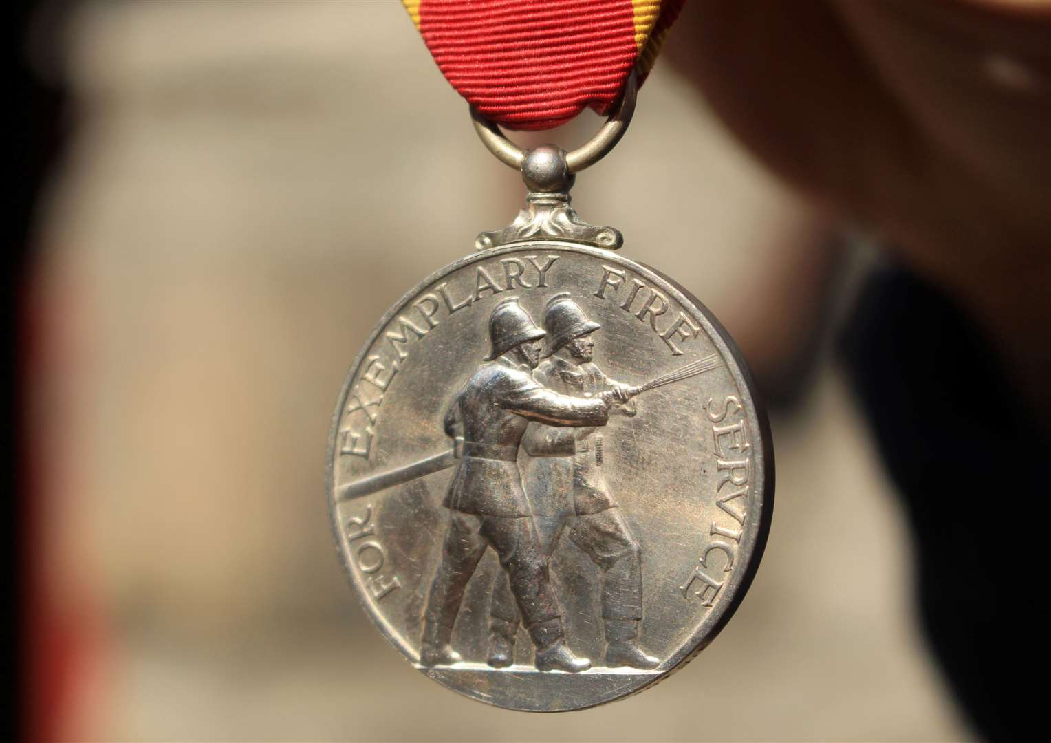 A close-up of the National Fire Service Long Service and Good Conduct Medal presented to Jimmy Dunne in 1961. Picture: Alan Hendry