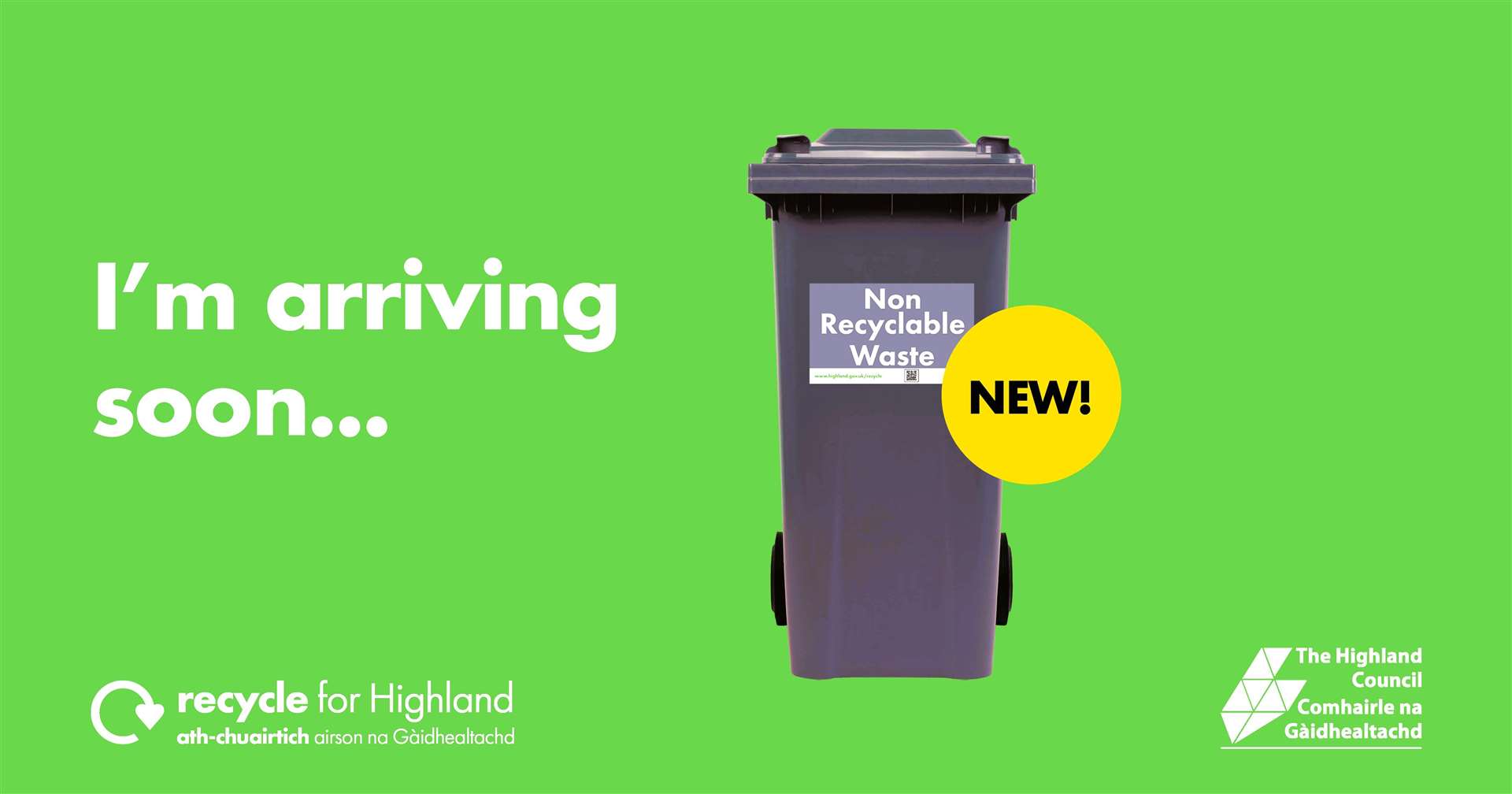Highland Council poster for the new bin rollout.